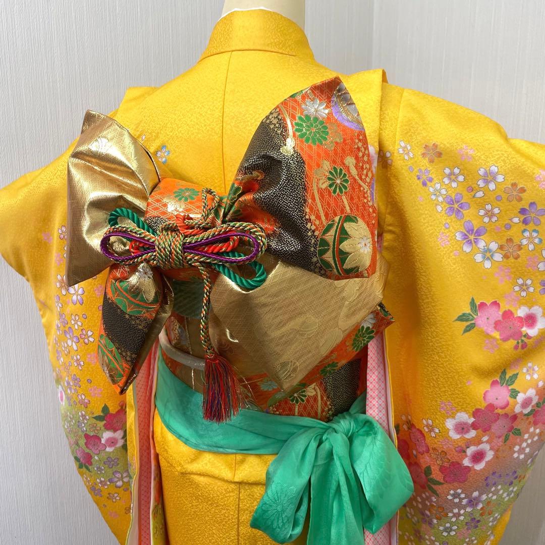 七五三 女の子 七歳用　綸子　振袖　フルセット