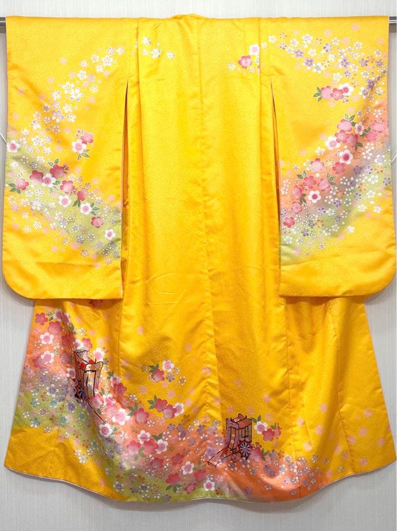 七五三 女の子 七歳用　綸子　振袖　フルセット