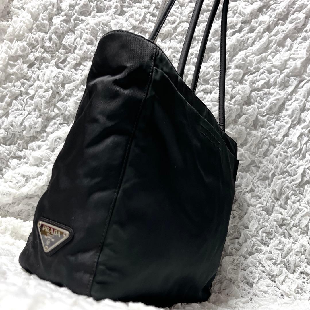 美品✨PRADA プラダ　ナイロン トートバッグ 三角プレート 黒　肩掛け