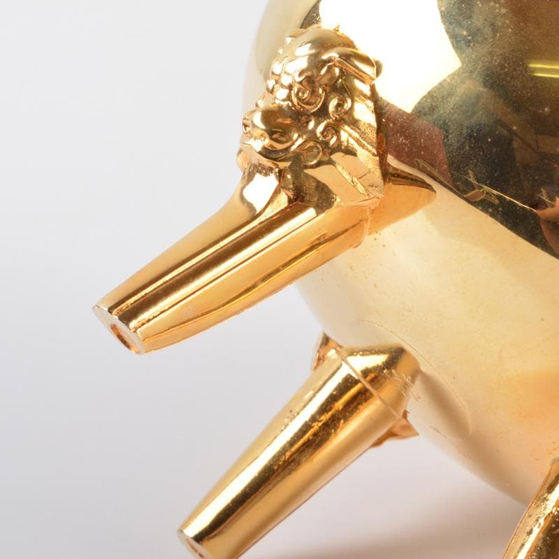 朧　香道具　銅製　雲龍文　黄金香炉　24KGP刻印　時代箱付　V　5804