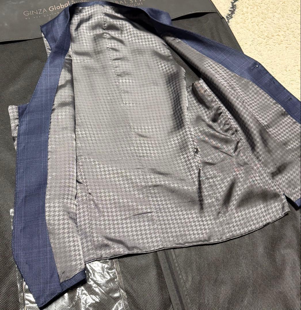 グローバルスタイル　REDA SilkyEffect ネイビーチェック スーツ