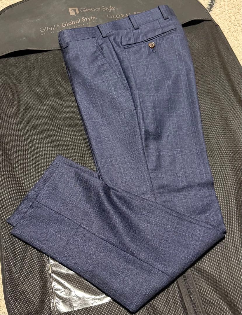 グローバルスタイル　REDA SilkyEffect ネイビーチェック スーツ