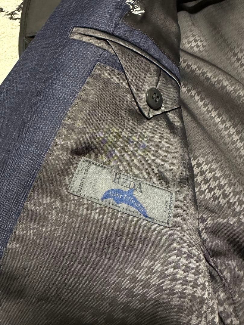 グローバルスタイル　REDA SilkyEffect ネイビーチェック スーツ