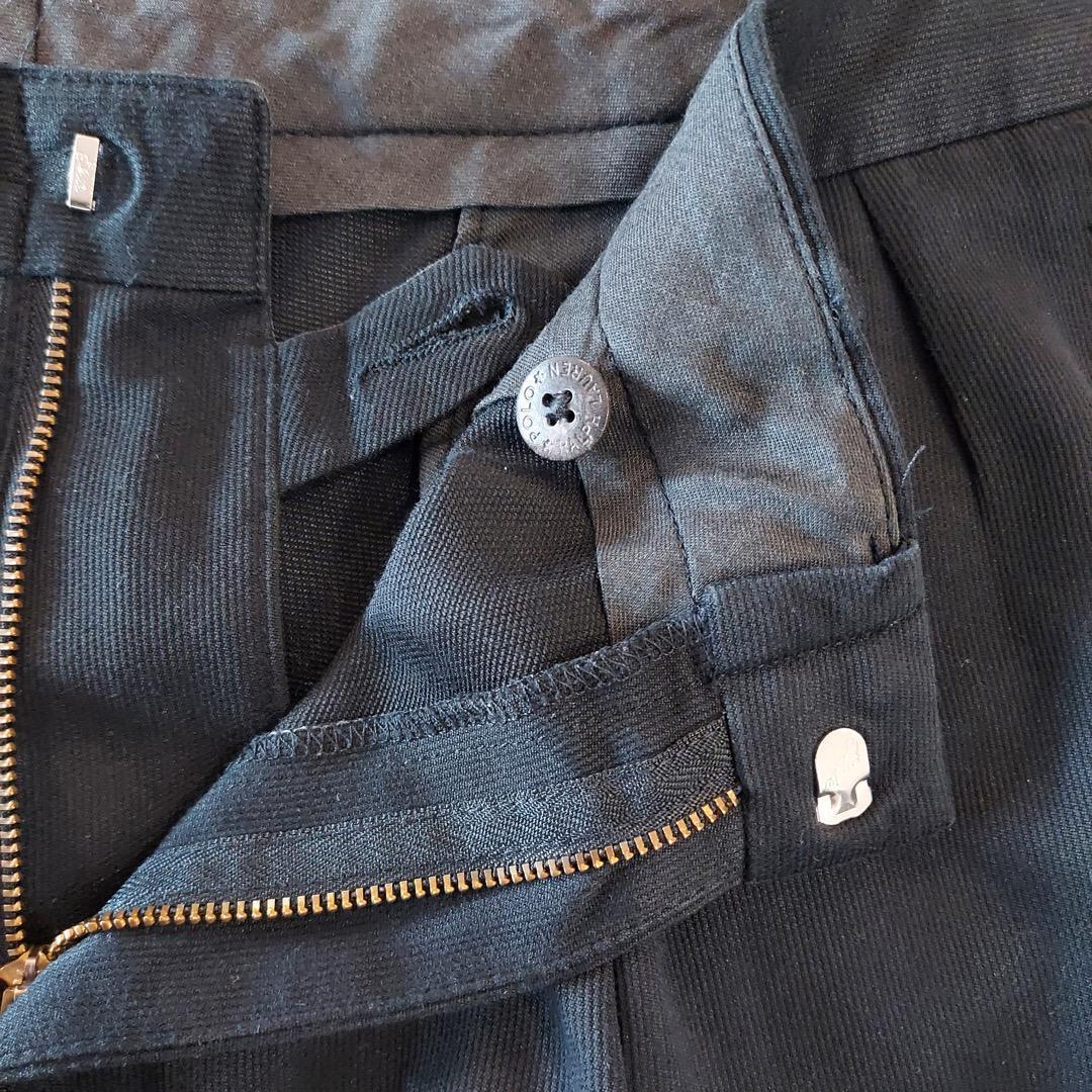 ポロ ゴルフ ラルフローレン W36 スラックス 90s 古着 黒 15541