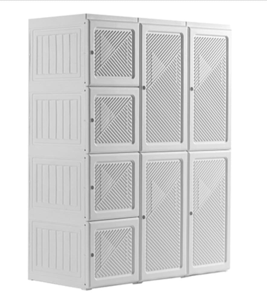 モリリン折りたたみワードローブ 白扉３列