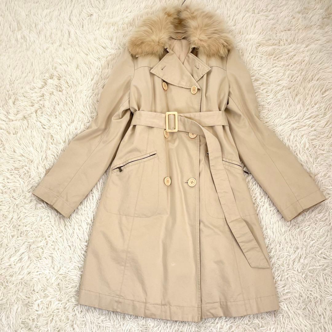 MAXMARA イブルース フォックスファー トレンチコート ライナー付 44