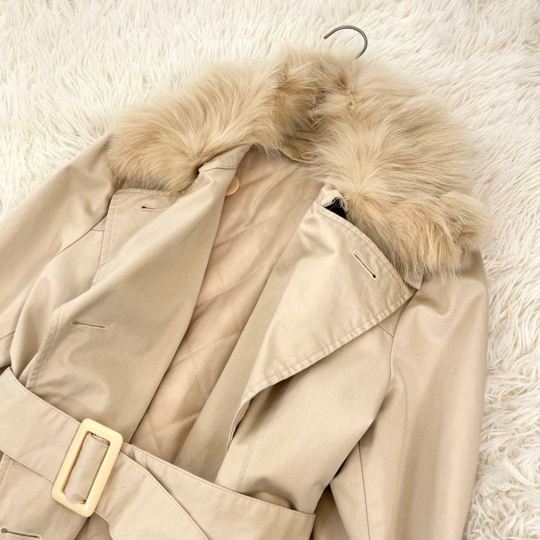 MAXMARA イブルース フォックスファー トレンチコート ライナー付 44