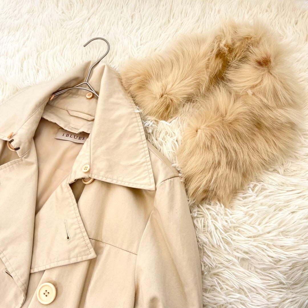 MAXMARA イブルース フォックスファー トレンチコート ライナー付 44