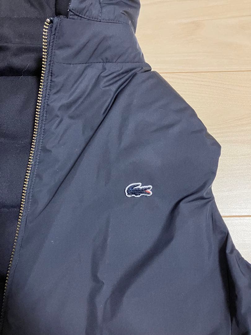 【美品】Lacoste フード付きネイビーリバーシブルダウンベスト