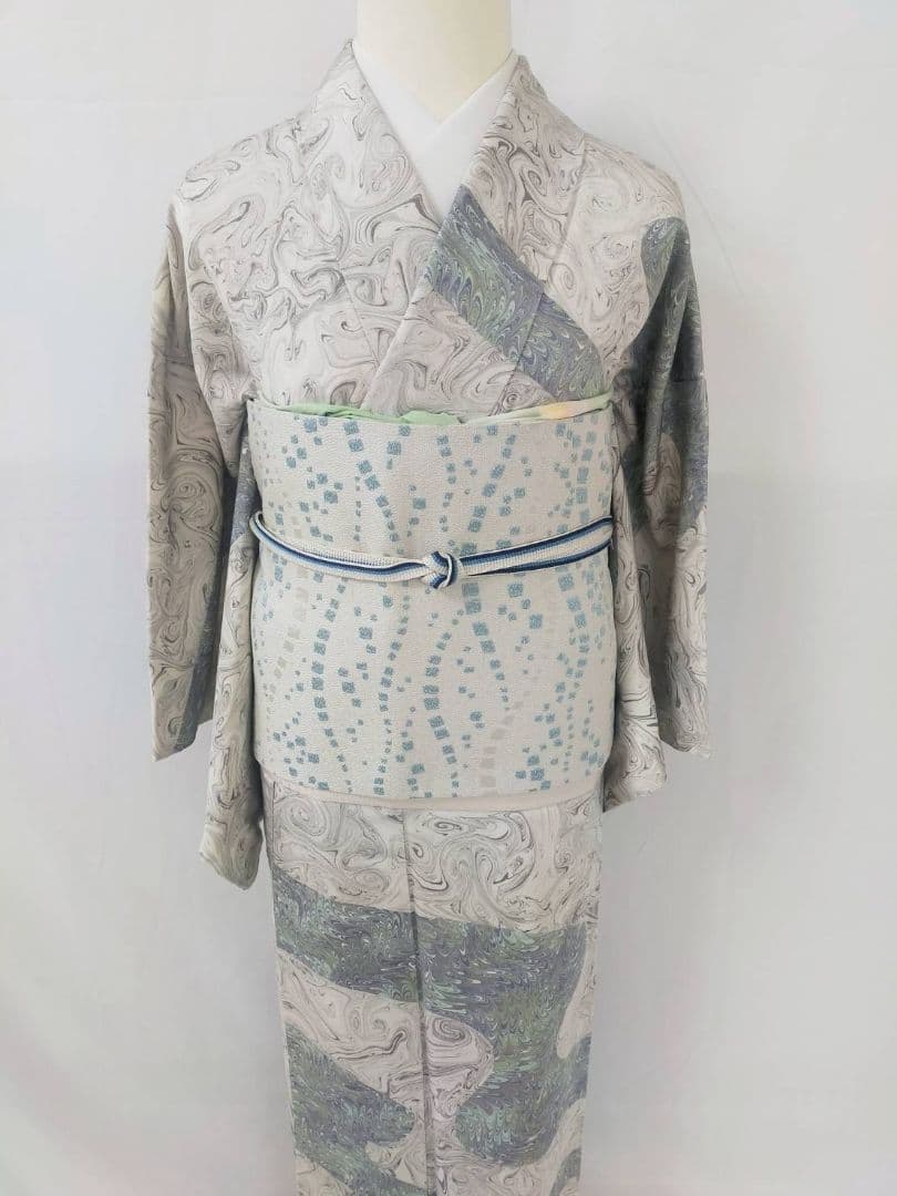 お見分け済　美品　正絹袷　墨流し　訪問着　単品