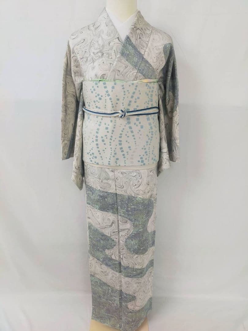 お見分け済　美品　正絹袷　墨流し　訪問着　単品