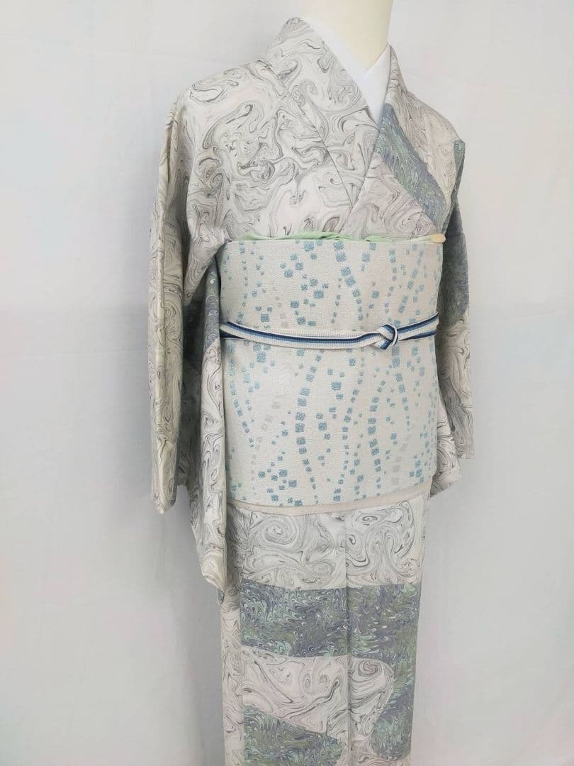お見分け済　美品　正絹袷　墨流し　訪問着　単品