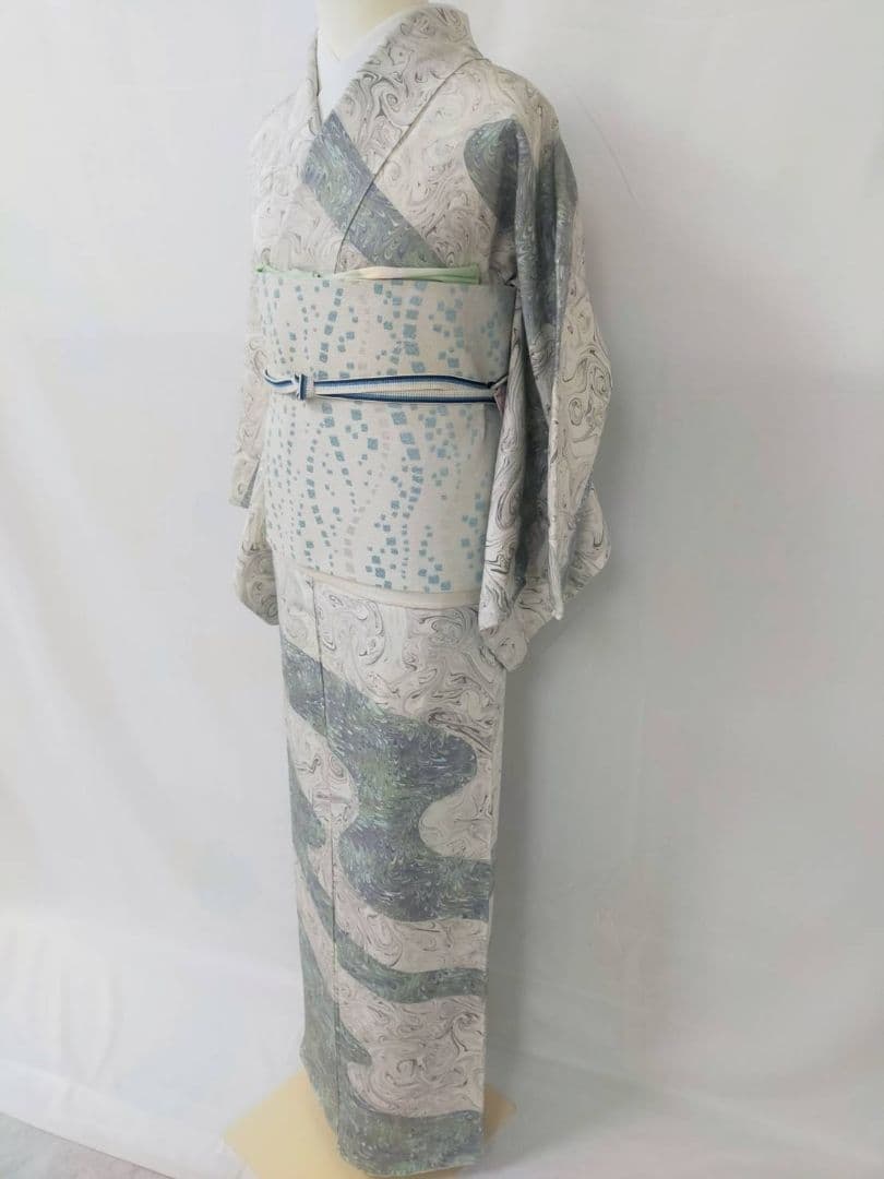 お見分け済　美品　正絹袷　墨流し　訪問着　単品