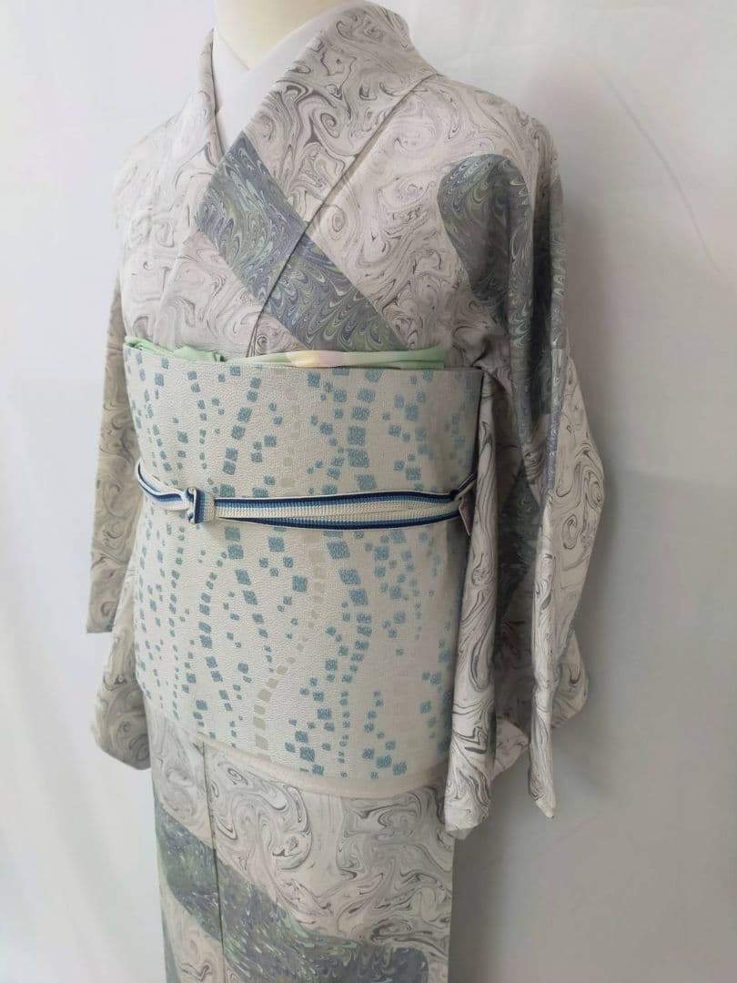 お見分け済　美品　正絹袷　墨流し　訪問着　単品