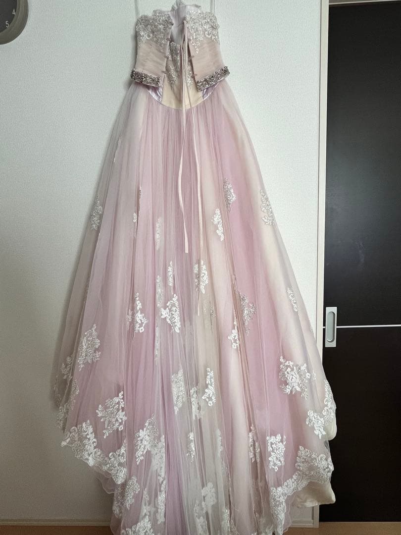 桂由美YUMI BLANCA　薄ピンクウエディングドレス