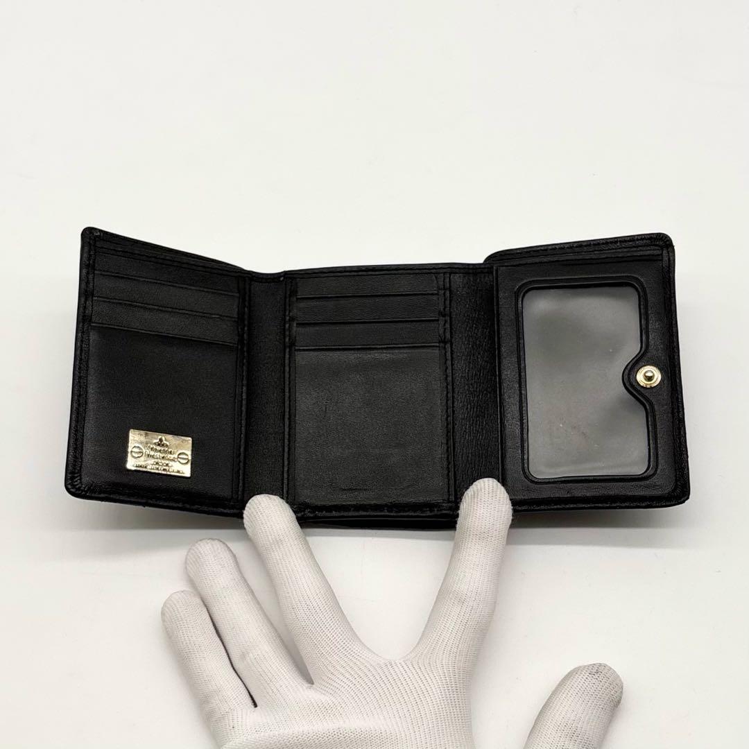 【美品】ヴィヴィアンウエストウッド レザー 二つ折り財布 オーブ 型押し ロゴ