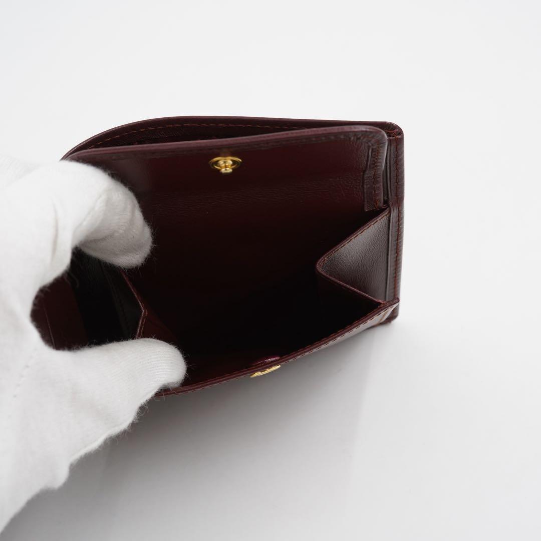 ✨未使用・付属品完備✨　カルティエ　二つ折り　マストライン　レザー　ボルドー