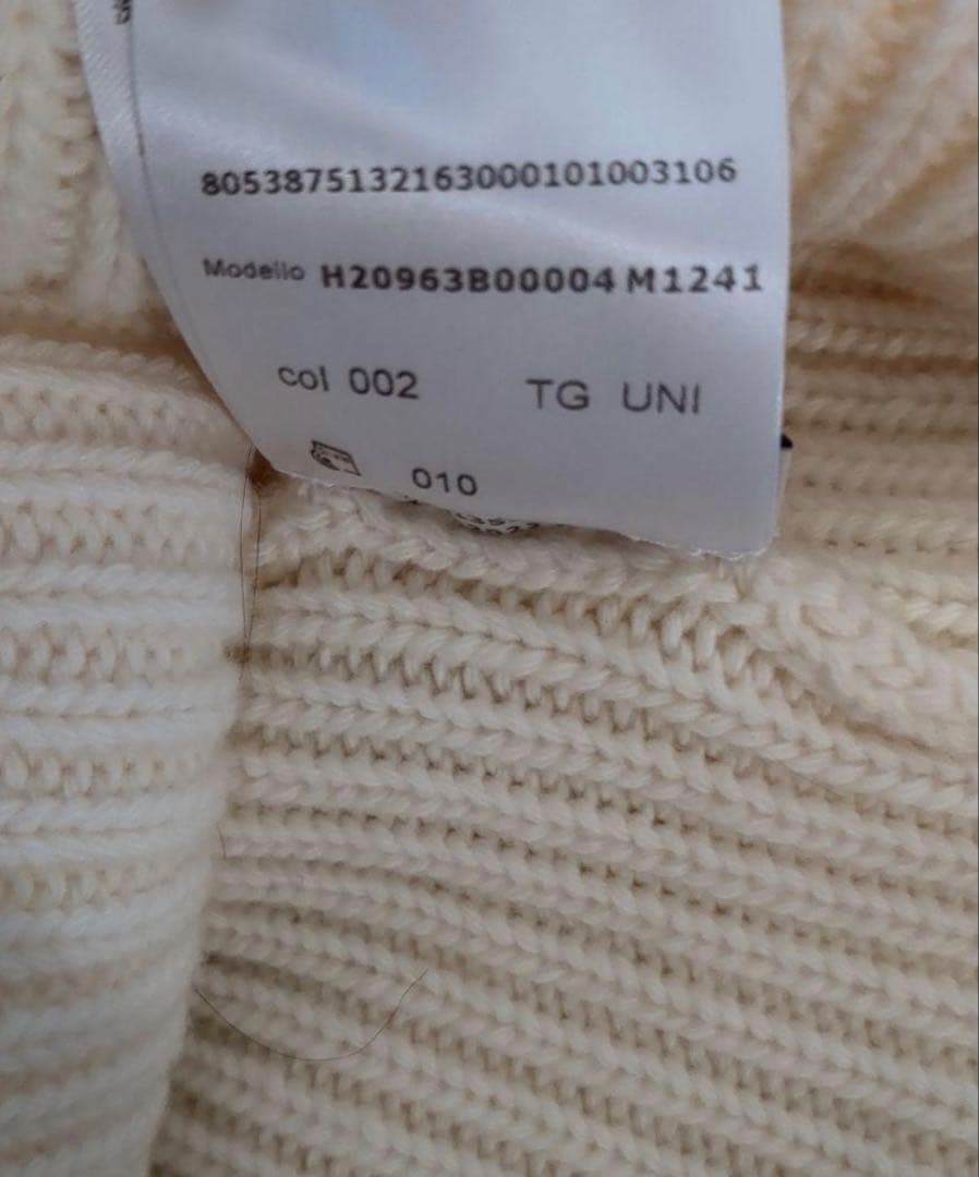 MONCLER ニット帽 ホワイト ビーニー 白 リブ