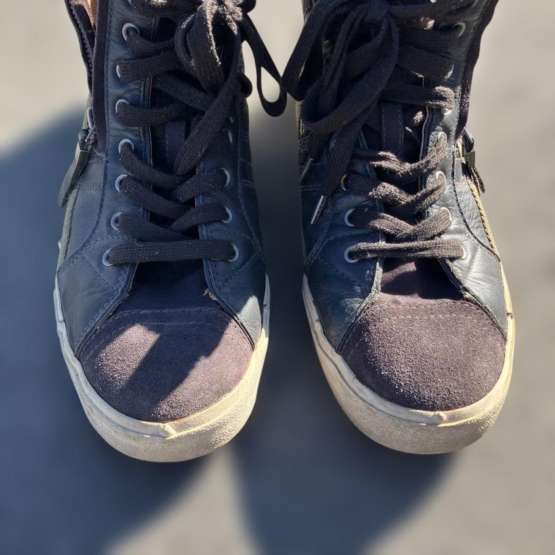 DIESEL 黒 レザー ハイカットスニーカー