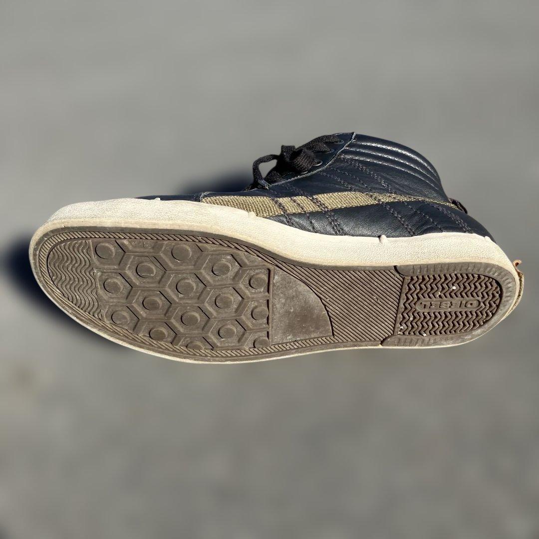 DIESEL 黒 レザー ハイカットスニーカー