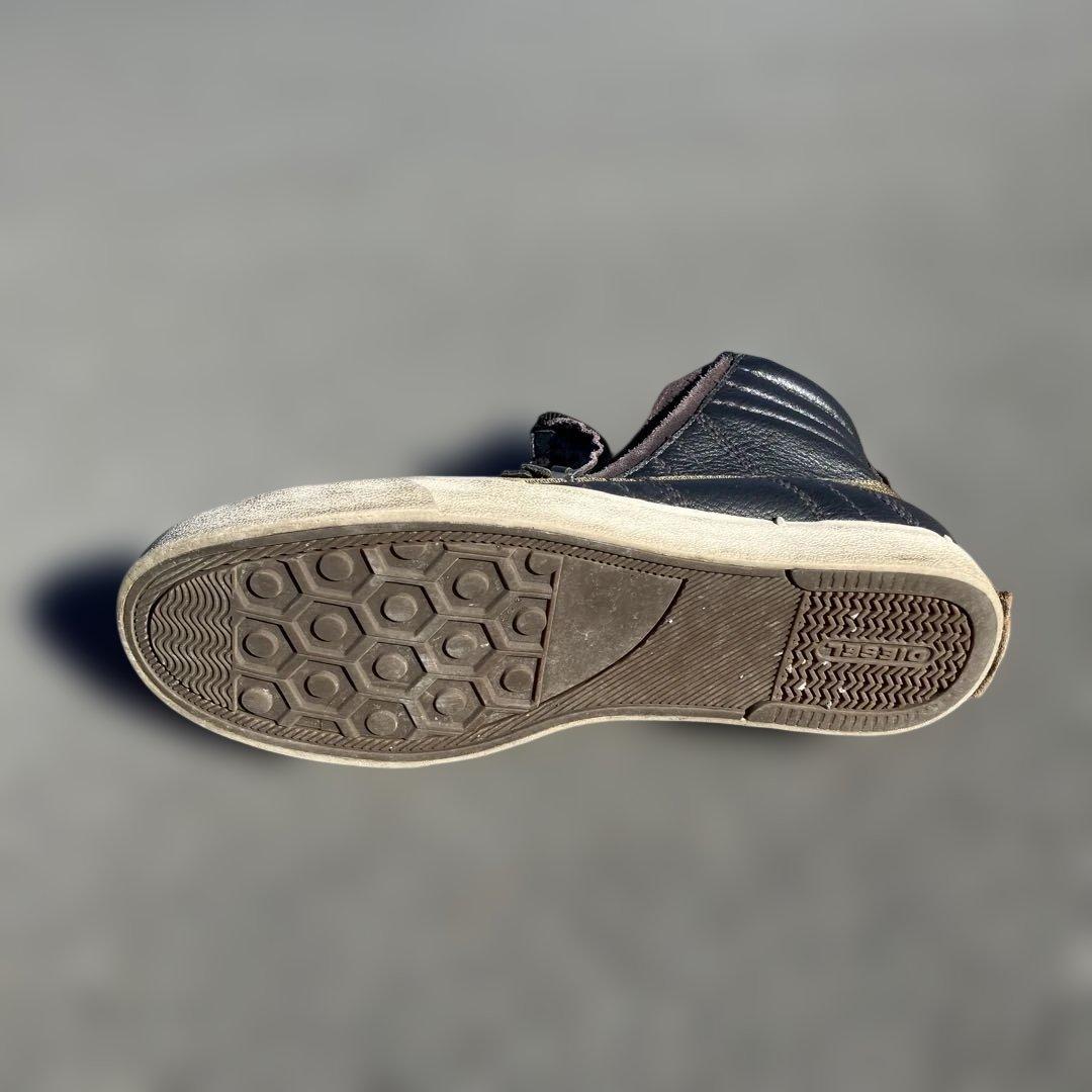 DIESEL 黒 レザー ハイカットスニーカー