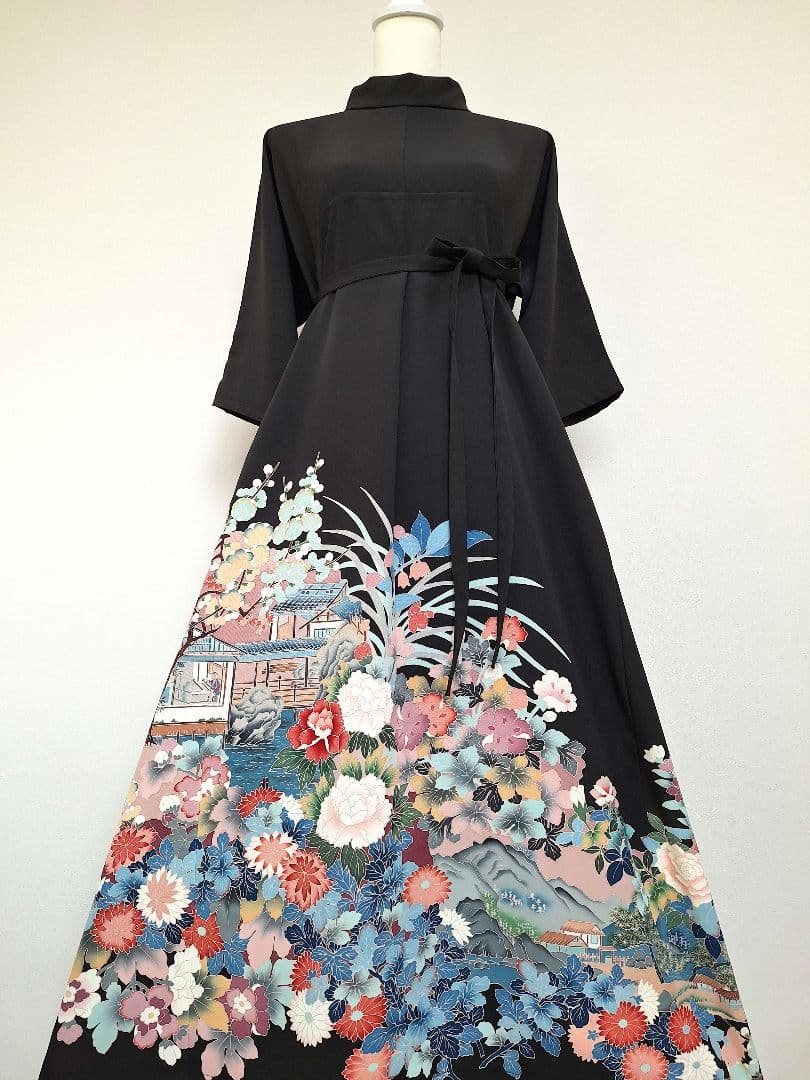 着物リメイクワンピース3704