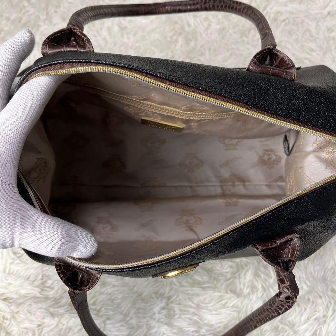 Orobianco ボストンバッグ 2way PVC クロコ型押し ブラック