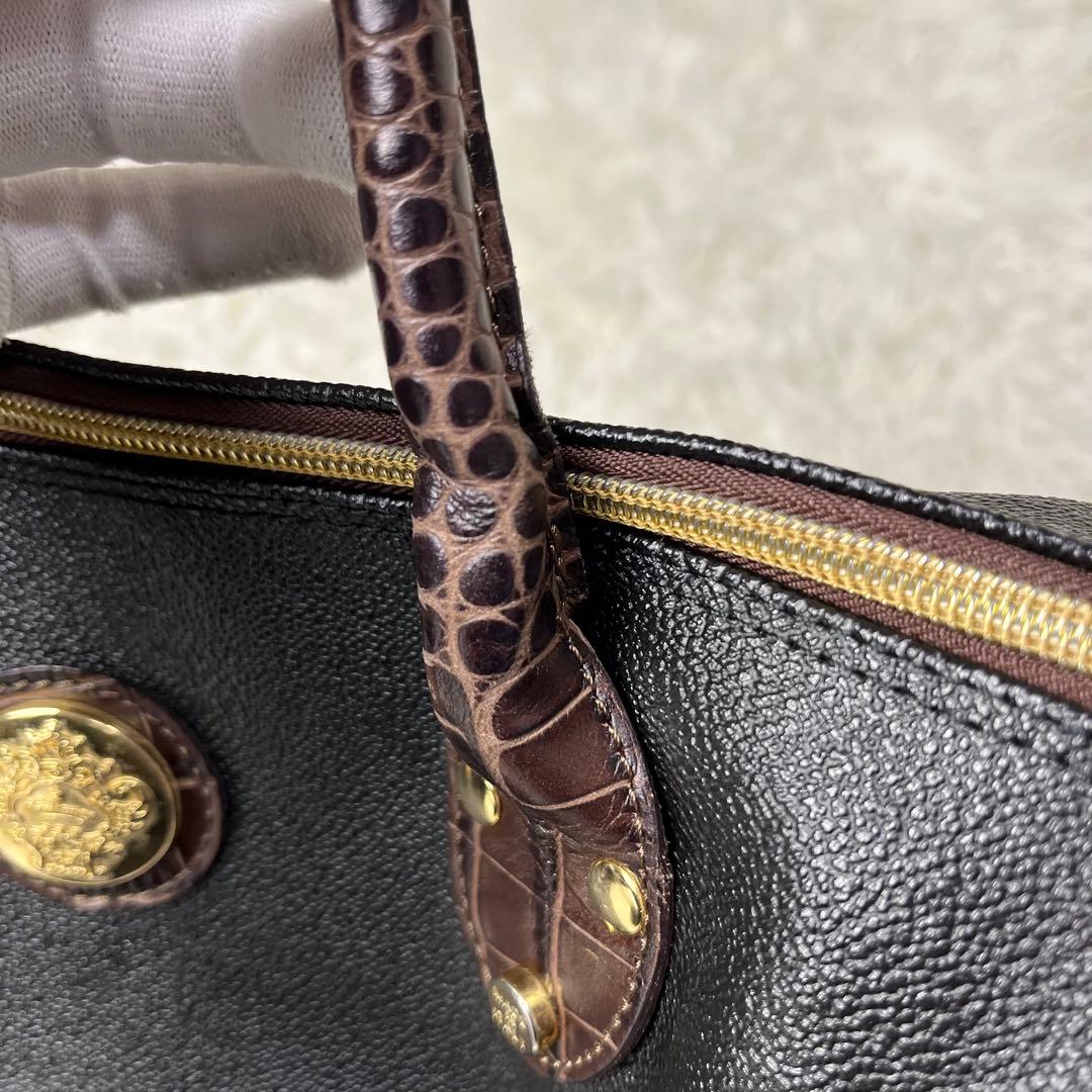 Orobianco ボストンバッグ 2way PVC クロコ型押し ブラック