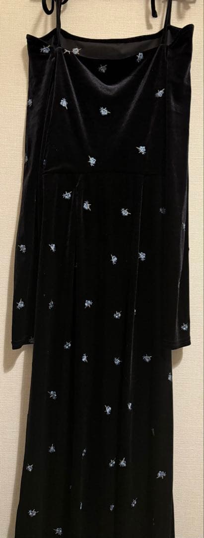 mystic ミスティック 森川企画 フラワーベロアワンピース サイズ1 黒