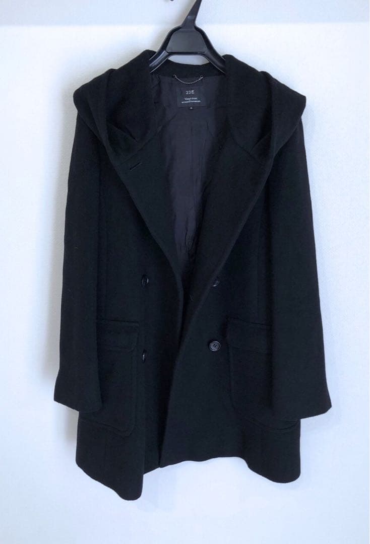 極美品　23区　ロングコート　カシミヤ混　ブラック38 定価約8万円