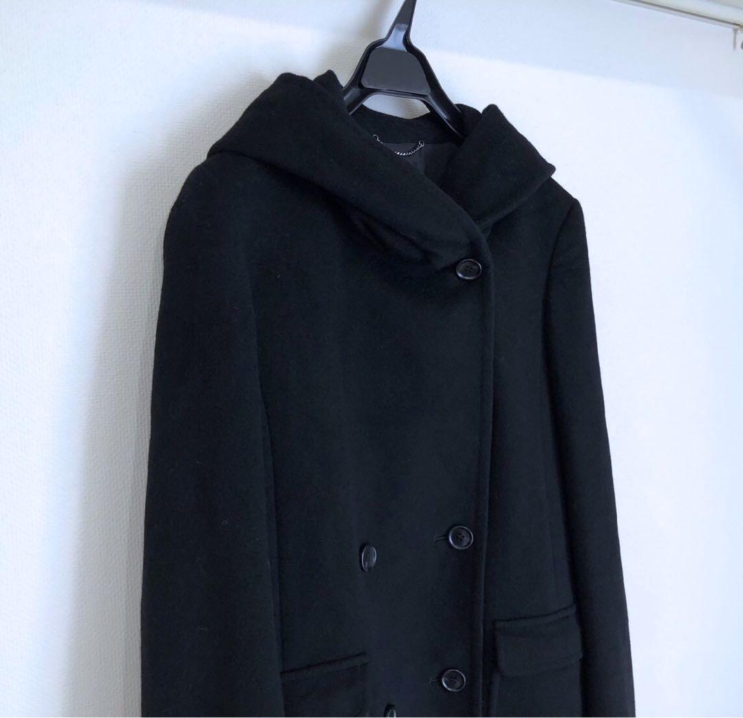 極美品　23区　ロングコート　カシミヤ混　ブラック38 定価約8万円