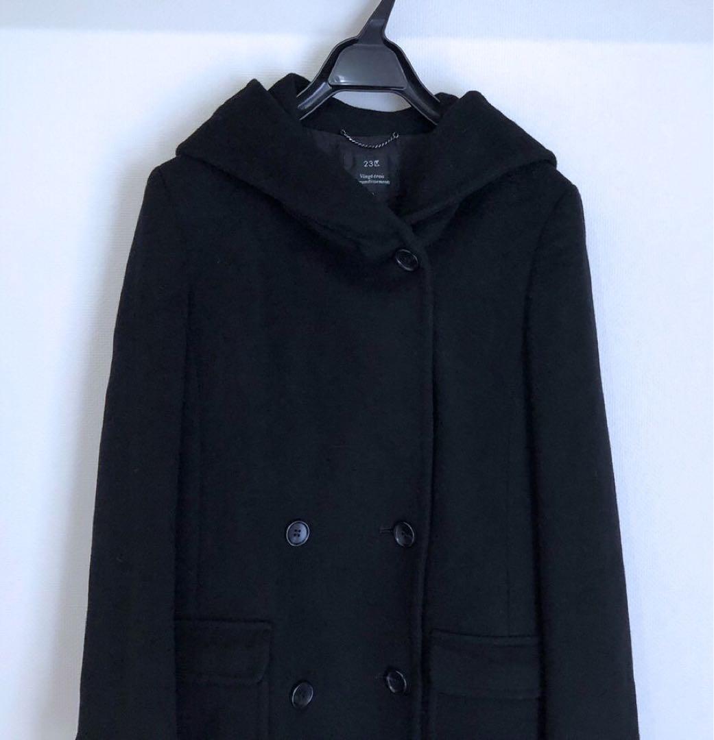 極美品　23区　ロングコート　カシミヤ混　ブラック38 定価約8万円