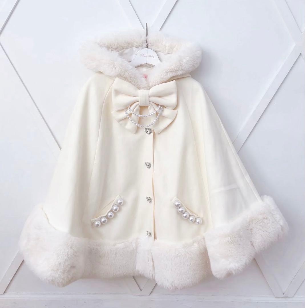 marsアイボリー フード付き ケープコート