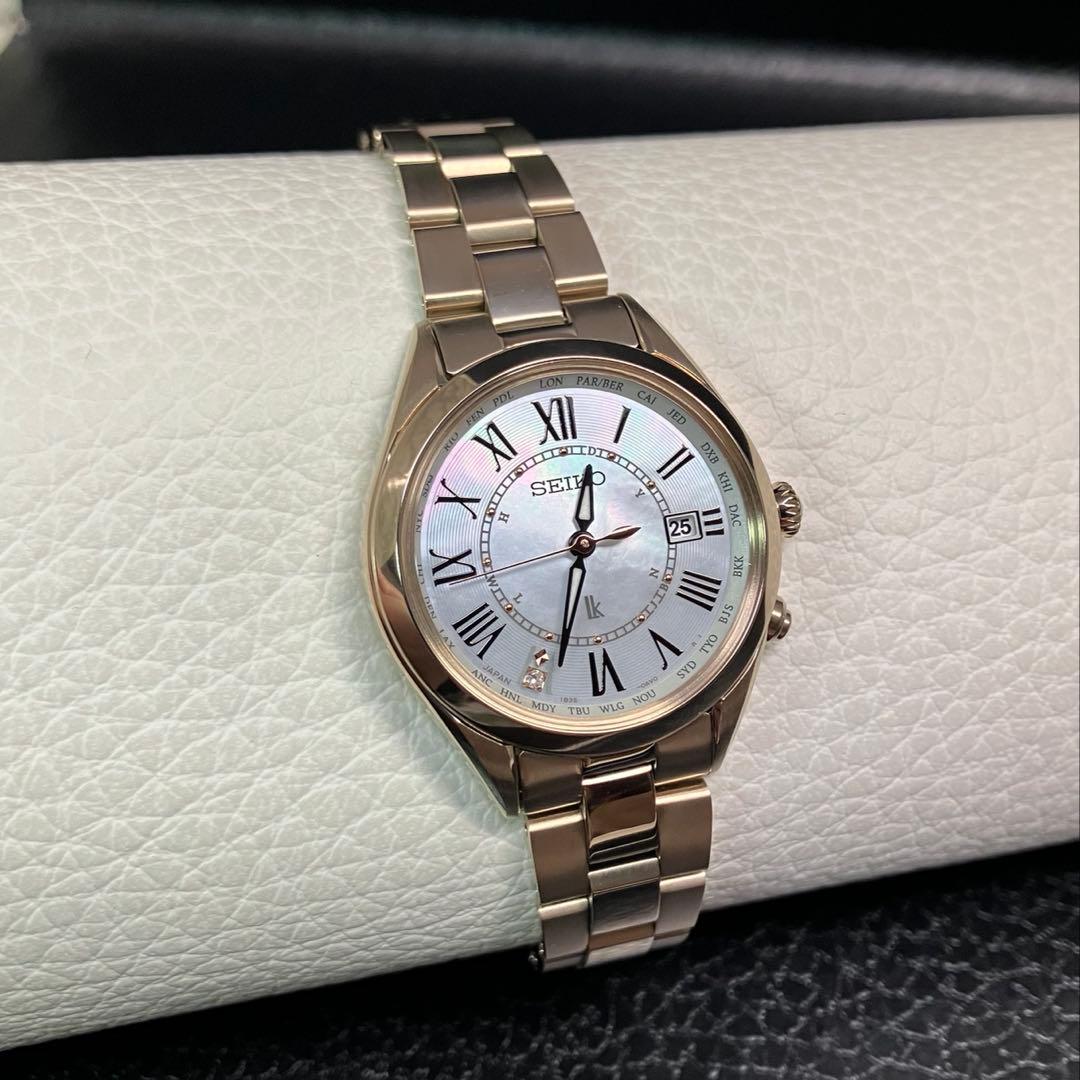 ◆極美品◆ルキア チタン レディダイヤ ソーラー 電波 セイコー 時計 1B35