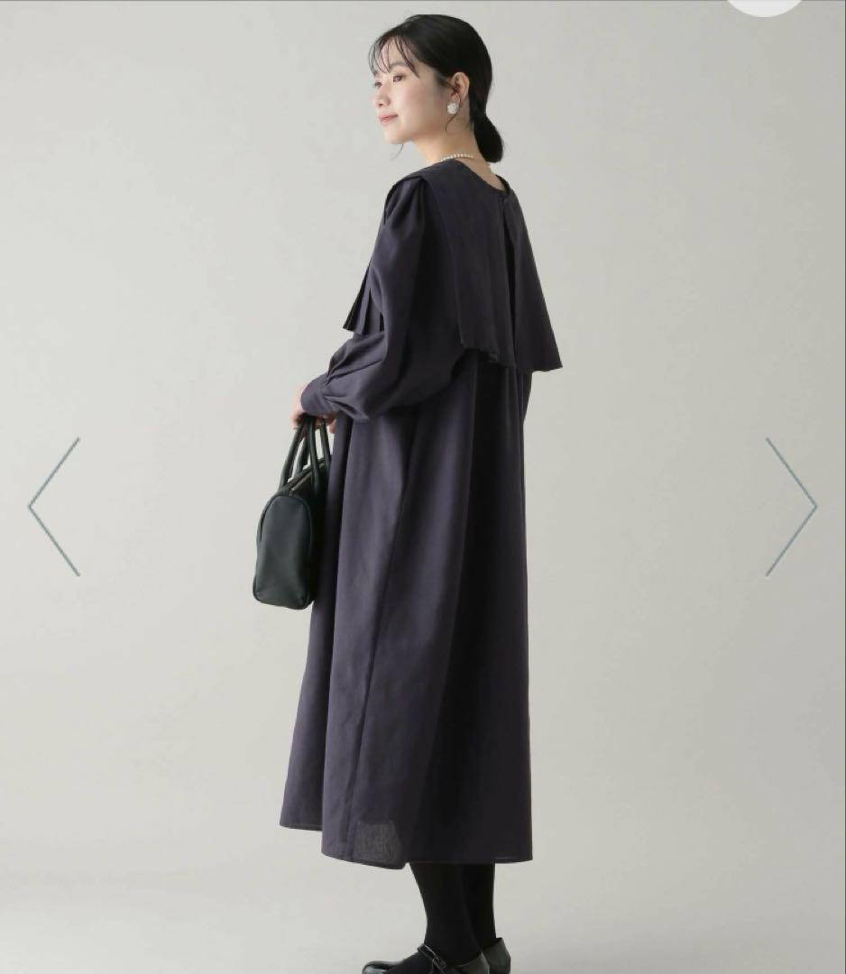 新品《natural by clip》プリーツ襟タックワンピース