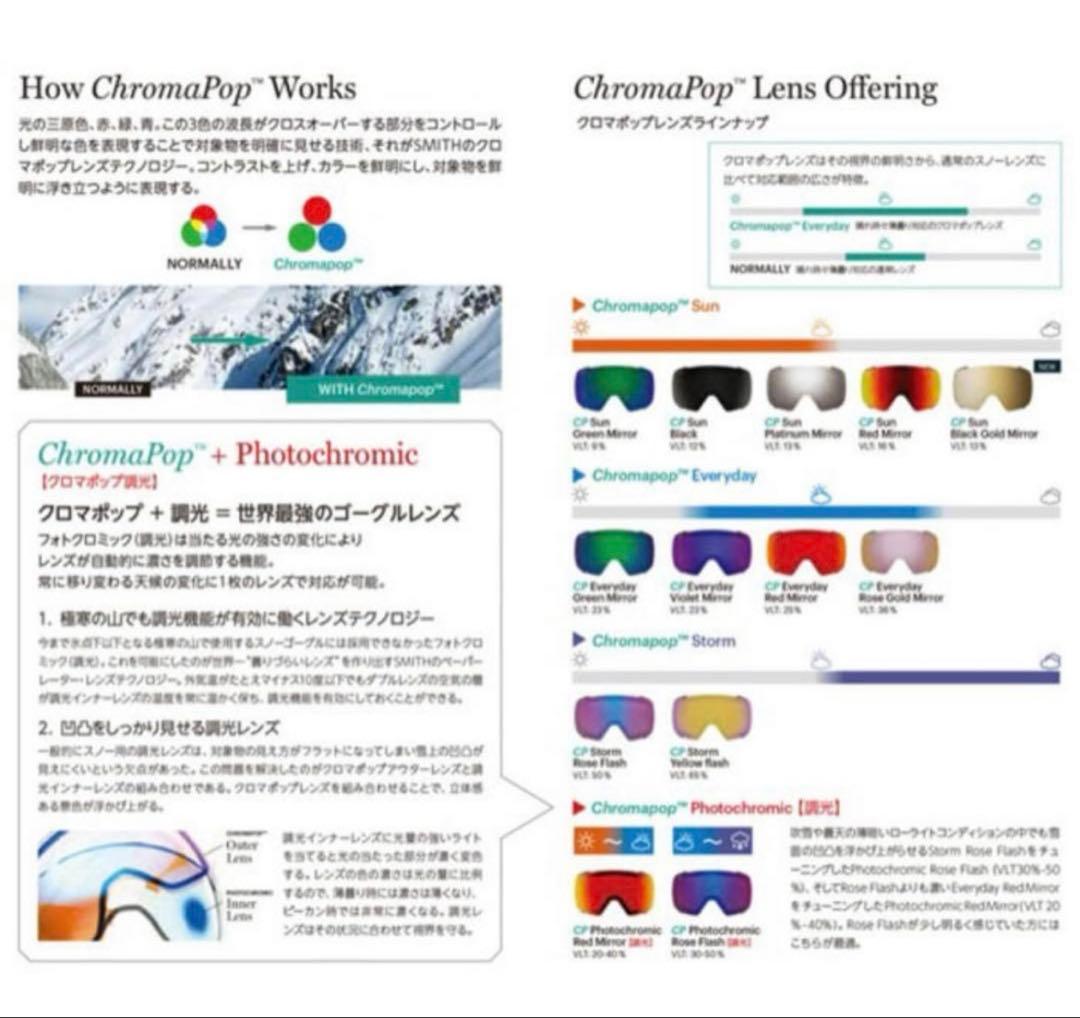 レンズ2枚SMITH squad 調光 ChromaPOP high five