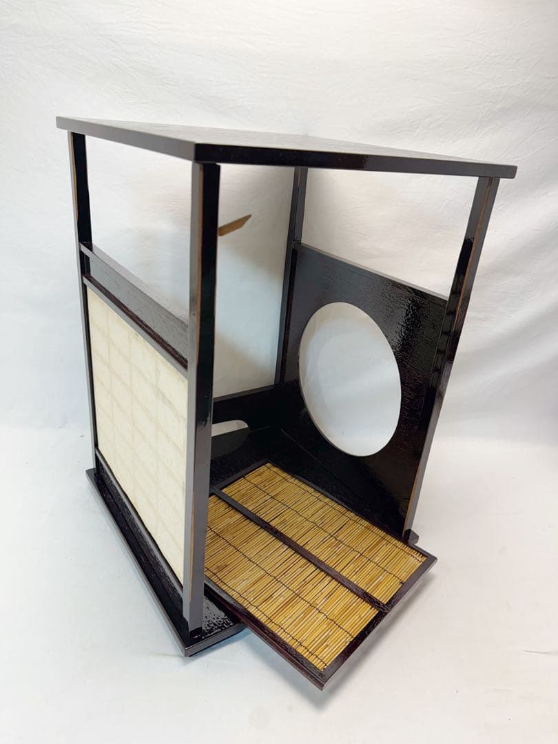 ほぼ未使用 茶道具 吉野棚 溜塗 圓能斎好写 組み立式 元箱