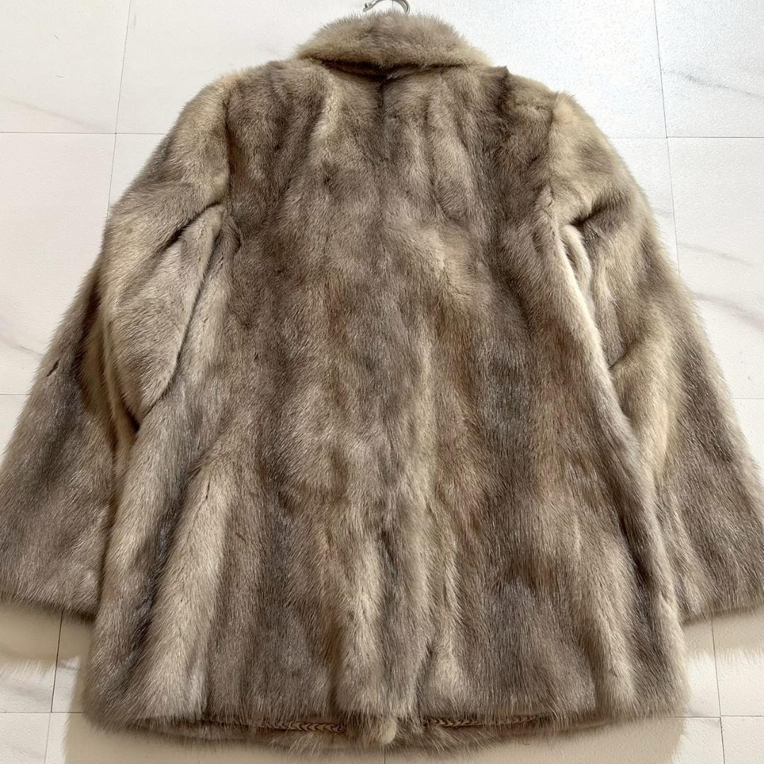 最高級　金サガ ブルーアイリスミンク 毛皮コート リアルファー 11 L