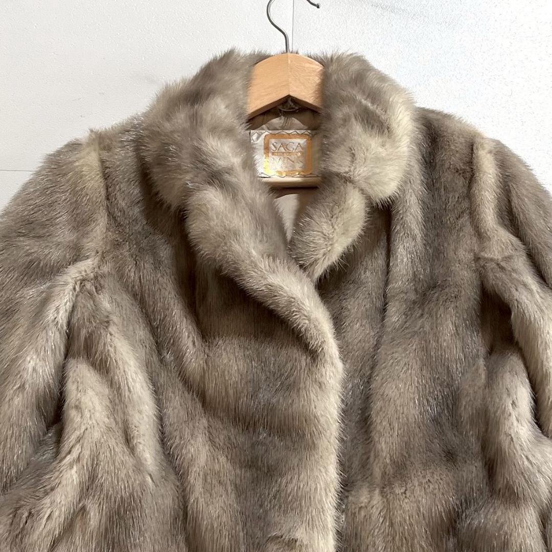 最高級　金サガ ブルーアイリスミンク 毛皮コート リアルファー 11 L