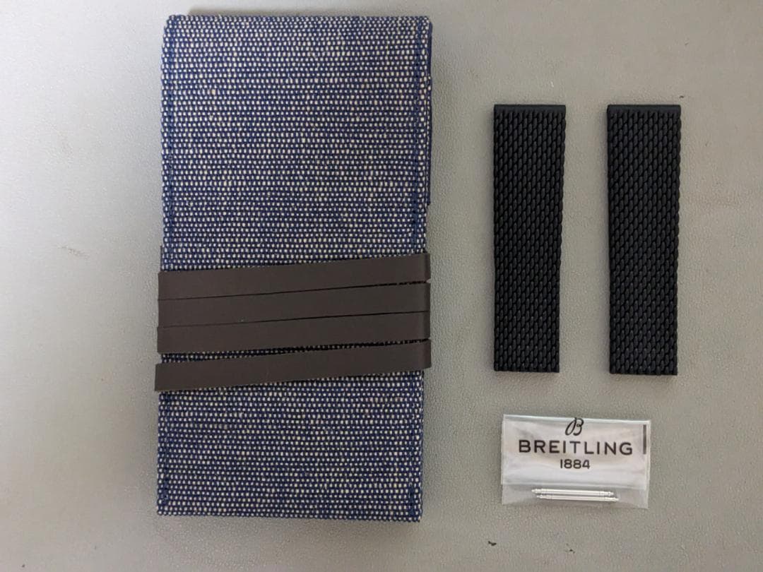 ブライトリング純正　ブラック メッシュ ラバーストラップ - 22 MM
