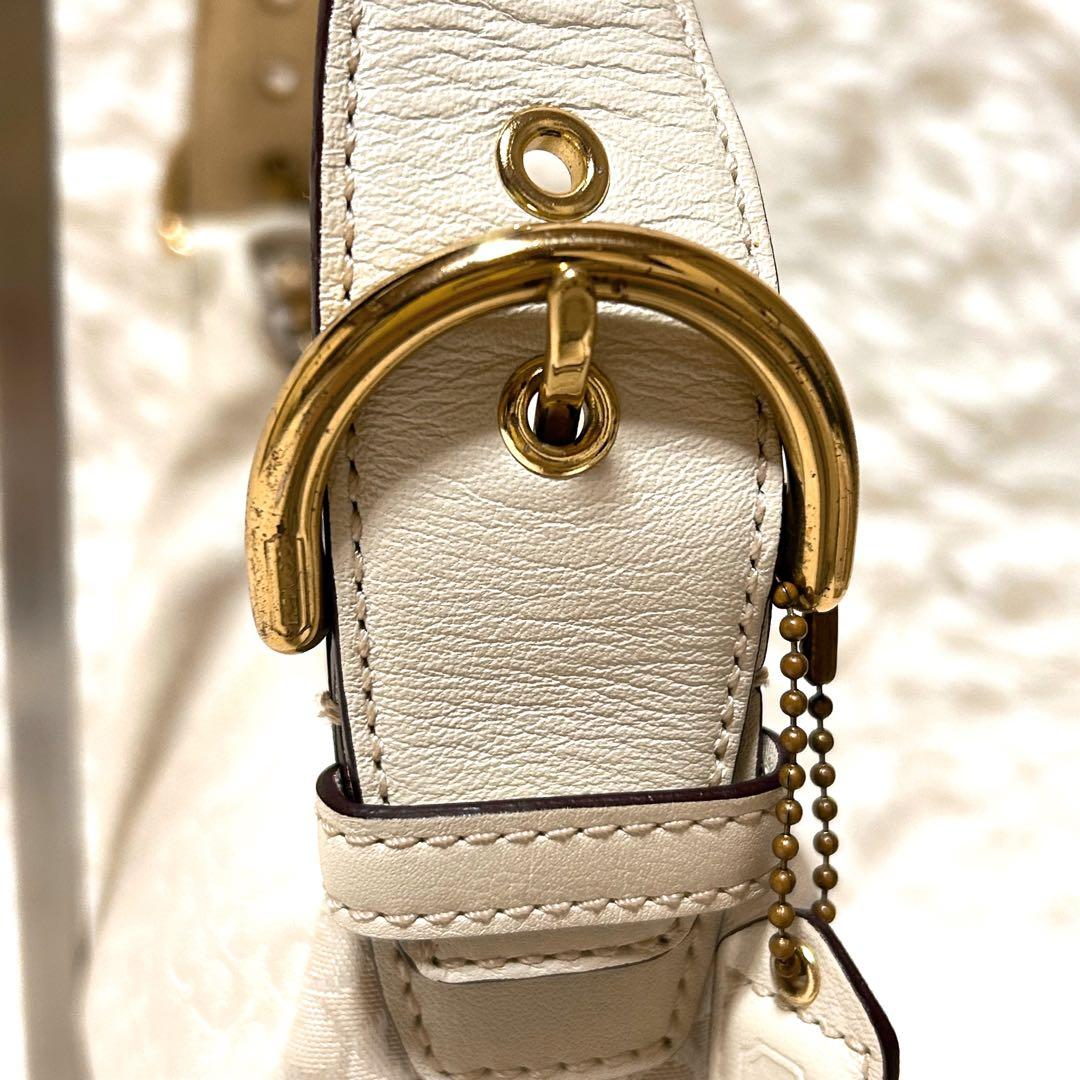 【極美品】COACH ホーボー 三日月 ゴールド金具 シグネチャー レザー