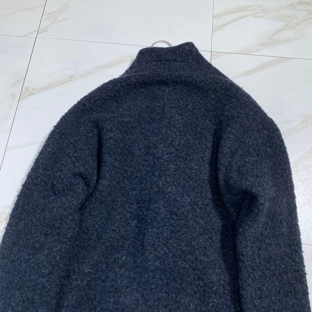 現行♡pas de calais レトロパイルインレーコート ノーカラー ウール