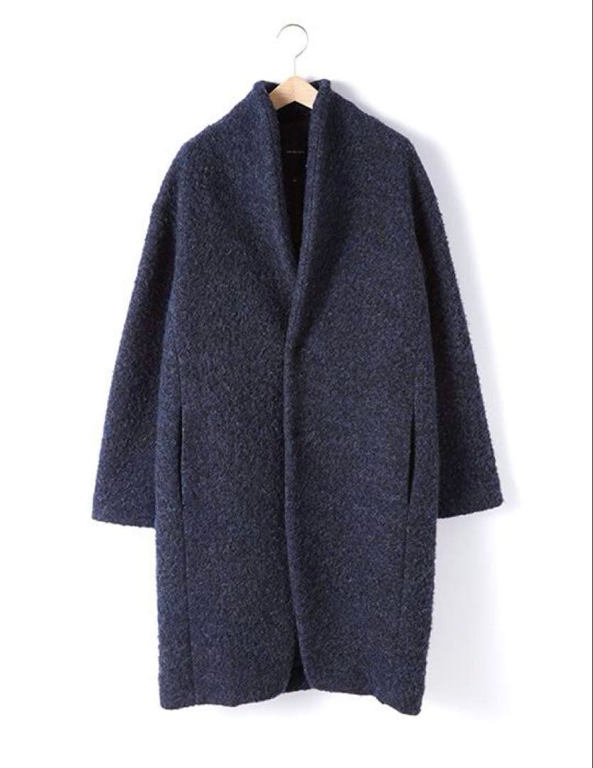 現行♡pas de calais レトロパイルインレーコート ノーカラー ウール