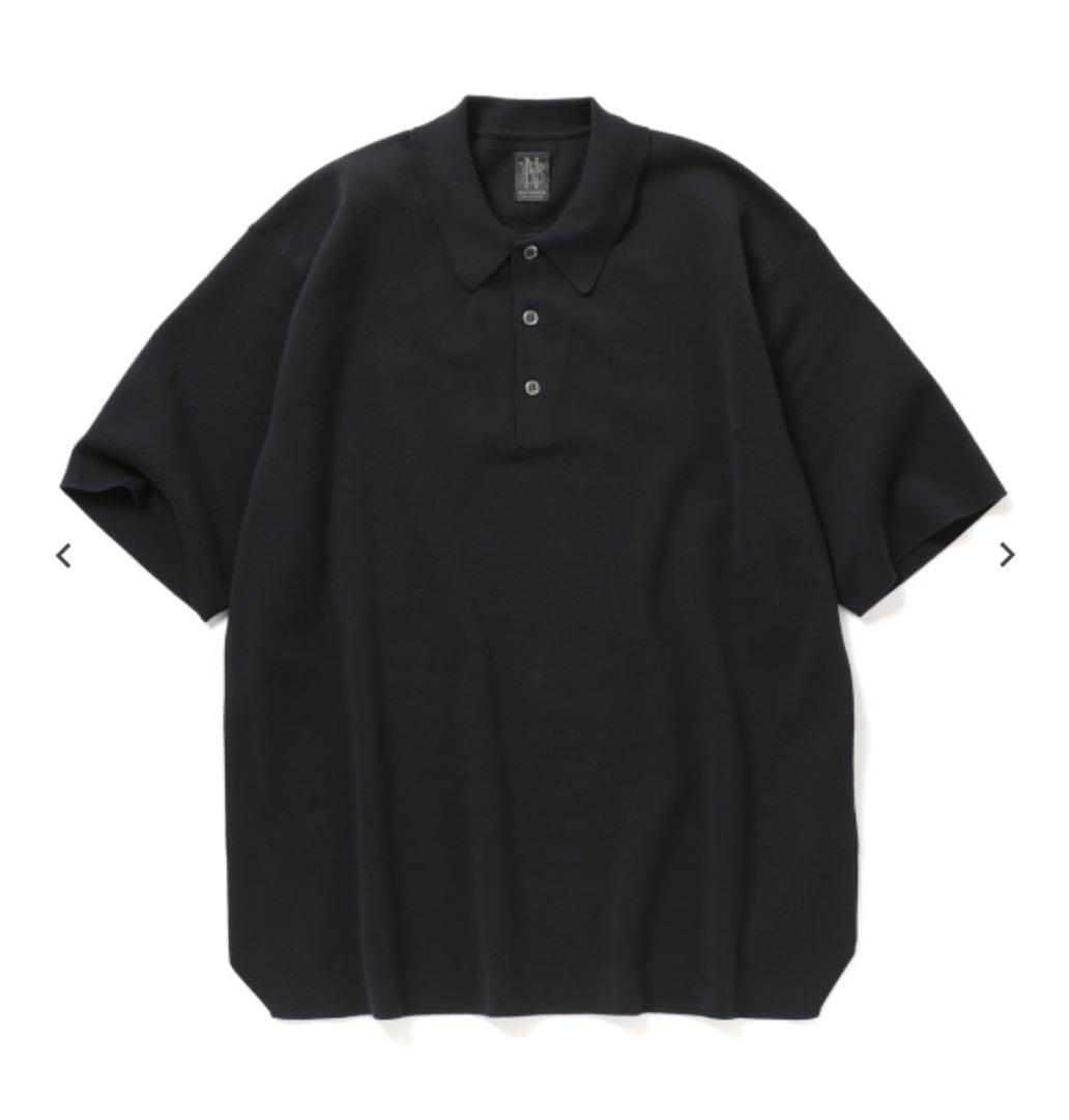 トップス BATONER 32G SMOOTH KNIT POLO BLACK