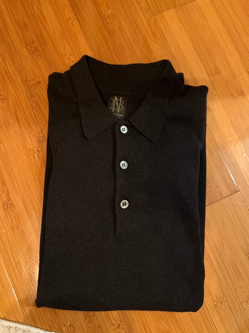 トップス BATONER 32G SMOOTH KNIT POLO BLACK