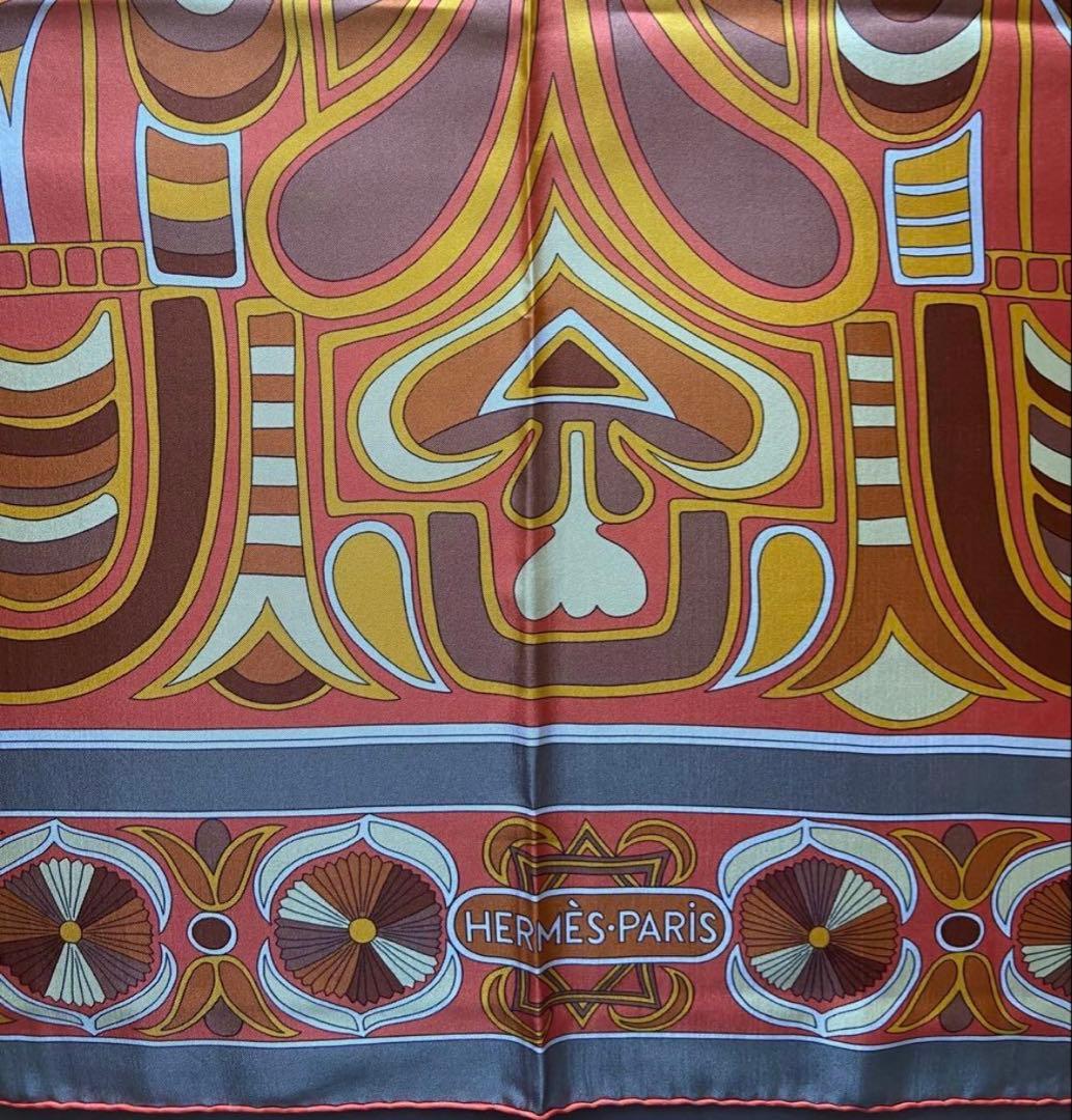 エルメス カレ140 FOLKLORE フォルクロール シルク オレンジ