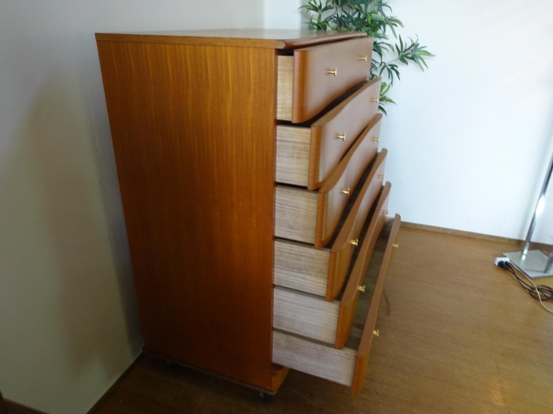たは　最高級　府中家具　チーク材　6段チェスト　整理ダンス　収納タンス美品
