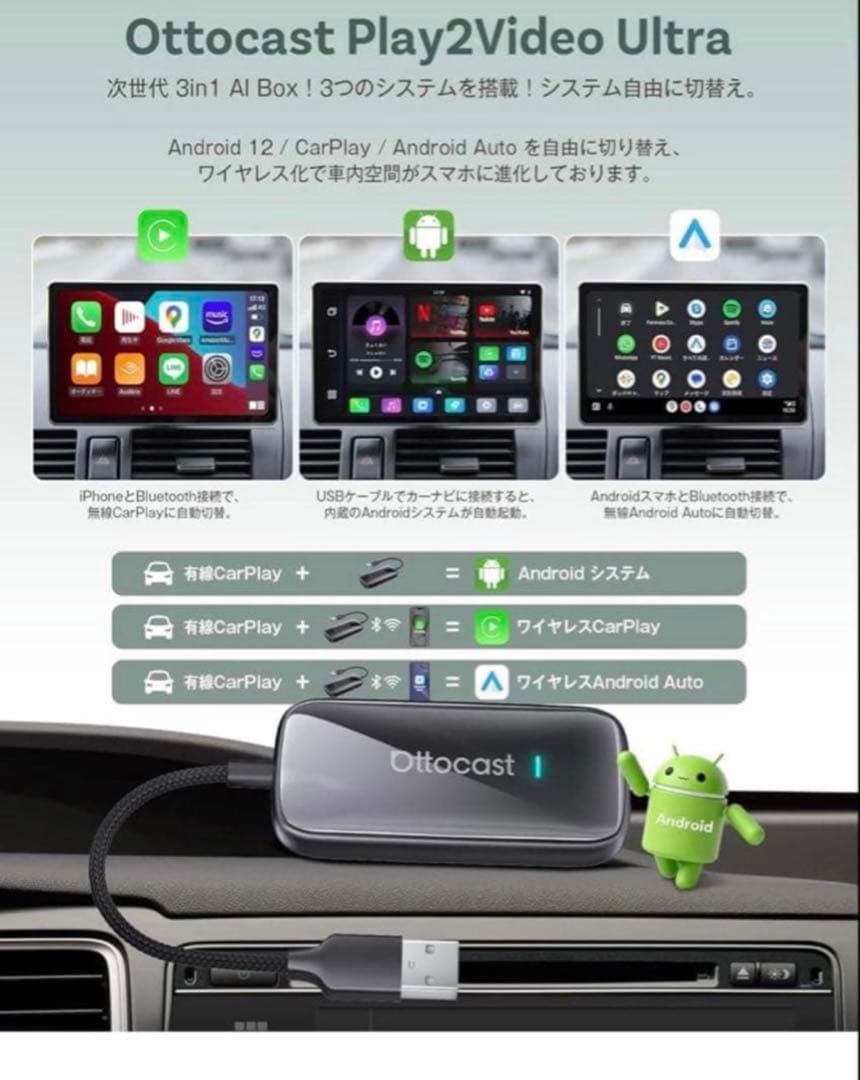 新品未使用品✨オットキャスト Ottocast Play2Video Ultra