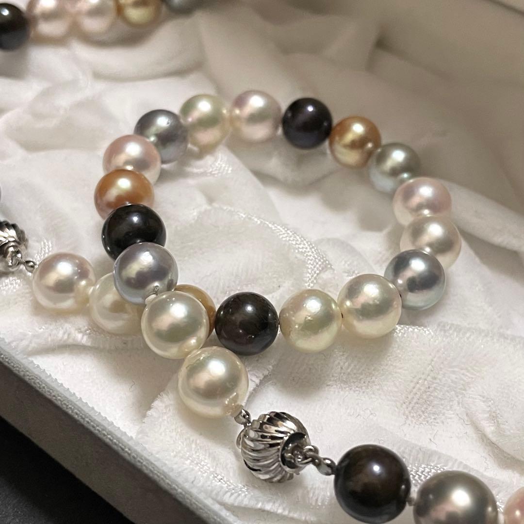 【連結可✨超大珠】あこや本真珠 ネックレス 8.0-8.5 パール マルチカラー