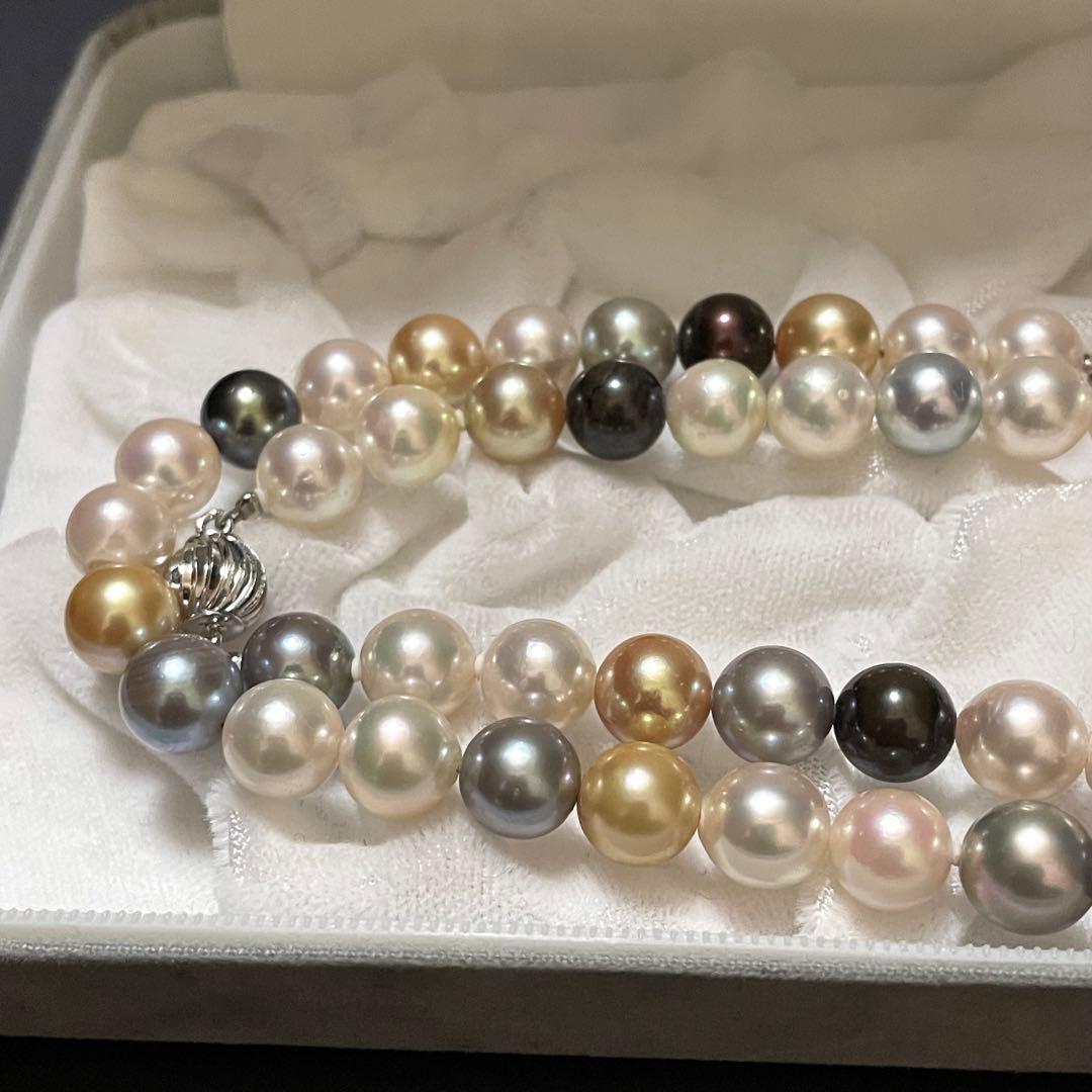 【連結可✨超大珠】あこや本真珠 ネックレス 8.0-8.5 パール マルチカラー